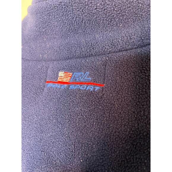 1990s Ralph Lauren Sport Fleece Patriotic Flag Logo Crest Pullover Sweater M - Picture 3 of 10